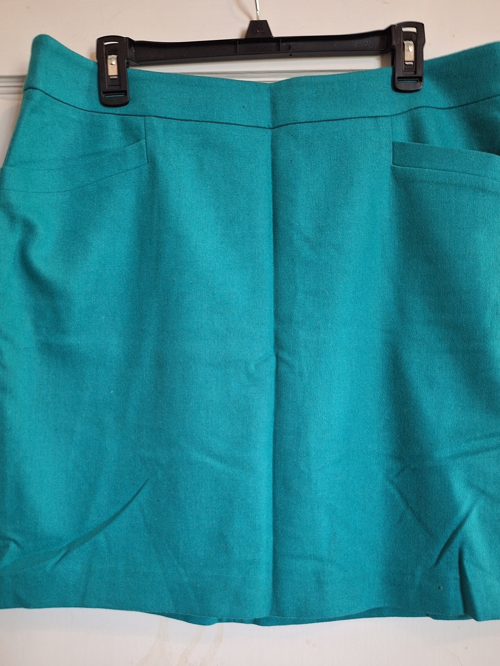 Ann Taylor Womens Wool Blend Lined Pencil Skirt Teal Side Zip Sz 14 Minimalist